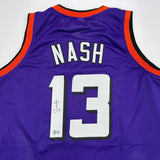 Autographed/Signed Steve Nash Phoenix Purple Basketball Jersey Beckett BAS COA