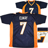 DENVER BRONCOS JOHN ELWAY AUTOGRAPHED BLUE JERSEY BECKETT BAS WITNESS 220372