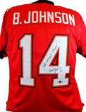 Brad Johnson Autographed Red Jersey W/ Insc- Beckett W Hologram *Black