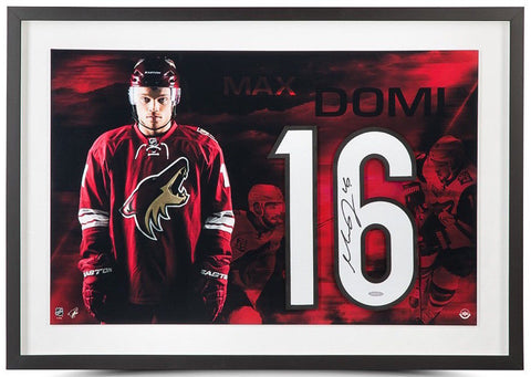 MAX DOMI Autographed Jersey Number "Spotlight" 28 x 18 Framed Piece UDA