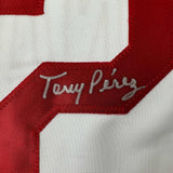 Framed Autographed/Signed Tony Perez 33x42 Cincinnati White Jersey BAS COA