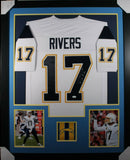 PHILIP RIVERS (Chargers white TOWER) Signed Auto Framed Jersey JSA