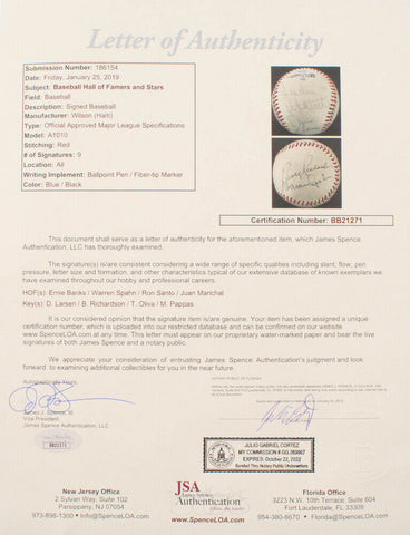 Chicago Cubs & Misc All Stars Signed Baseball (JSA LOA) Banks,Santo look at list