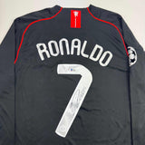 Autographed/Signed Cristiano Ronaldo Manchester United Black Jersey Beckett COA