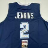 Autographed/Signed KRIS JENKINS Villanova Blue College Basketball Jersey JSA COA