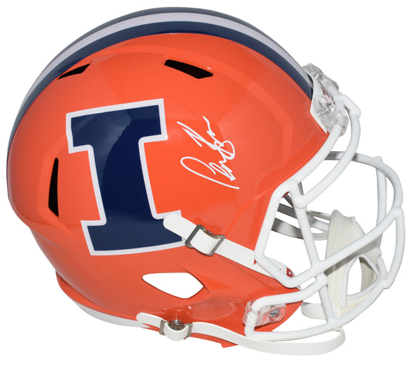 CHASE BROWN AUTOGRAPHED ILLINOIS ILLINI ORANGE FULL SIZE SPEED HELMET BECKETT