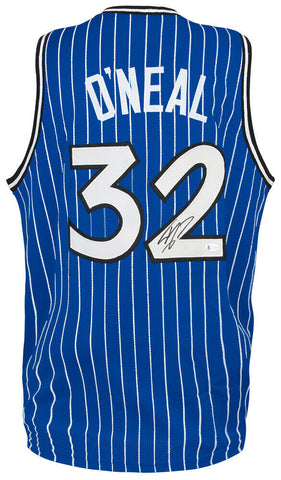 Shaquille O'Neal (MAGIC) Signed Blue T/B Custom Basketball Jersey -(BECKETT COA)