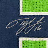 Framed Autographed/Signed Tyler Lockett 33x42 Seattle Green CR Jersey JSA COA