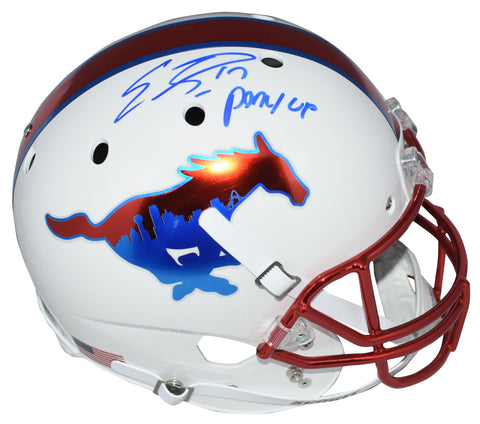 EMMANUEL SANDERS AUTOGRAPHED SMU MUSTANGS WHITE FULL SIZE HELMET W/ PONY UP