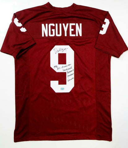 Dat Nguyen Autographed Maroon College Style Jersey w/ 4 Insc- Jersey Source Auth