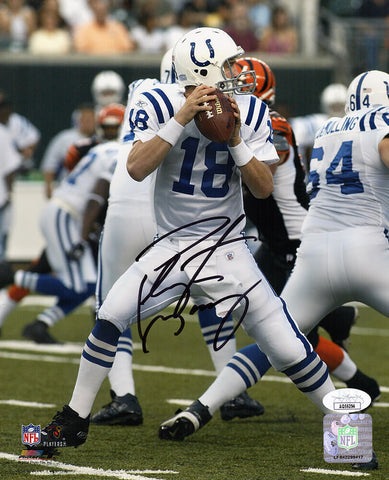 Peyton Manning Signed Colts Drop Back vs Bengals 8x10 Photo - (JSA COA)