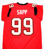 Warren Sapp Autographed Red Pro Style Jersey - Beckett W Hologram *Black