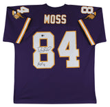 Vikings Randy Moss "HOF 18" Signed Purple Mitchell & Ness Jersey BAS Witnessed 2