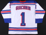 Eddie Giacomin Signed New York Rangers Jersey Inscribed "HOF 1987" (JSA COA)