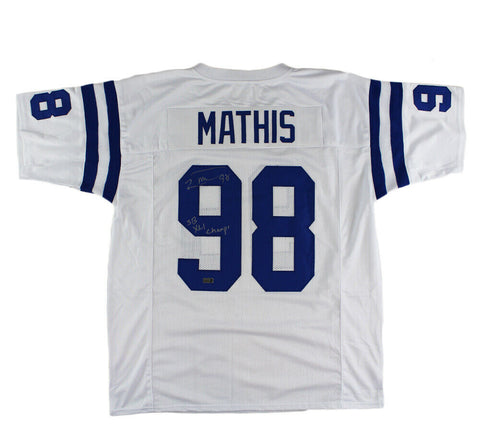 Robert Mathis Signed Indianapolis Custom White Jersey w/SB XLI Champs