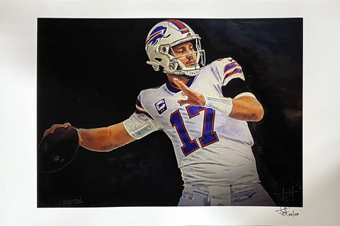 Josh Allen 12x18 Buffalo Bills Lithograph Signed By Joshua Barton