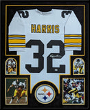 FRAMED IN SUEDE PITTSBURGH STEELERS FRANCO HARRIS AUTOGRAPHED JERSEY JSA COA