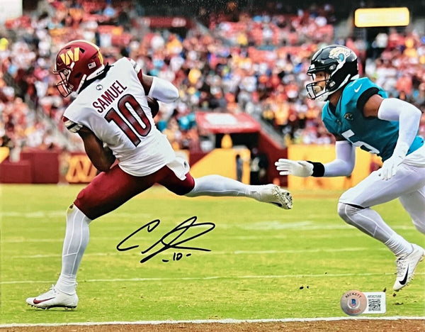 CURTIS SAMUEL SIGNED WASHINGTON COMMANDERS 1ST TOUCHDOWN 8x10 PHOTO BECKETT