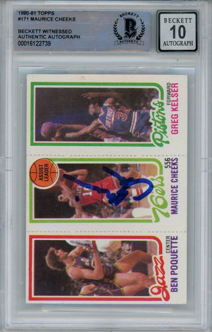 Maurice Cheeks Autographed 1980 Topps #171 Grade 10 Card Beckett 43895