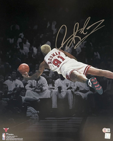 Dennis Rodman Autographed/Signed Chicago Bulls 16x20 Photo Beckett 44473