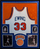 SUEDE FRAMED NEW YORK KNICKS PATRICK EWING AUTOGRAPHED JERSEY BECKETT HOLOGRAM