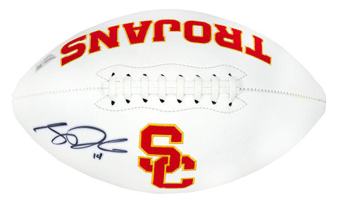 Sam Darnold Signed Rawlings USC Trojans White Team Logo Football -(Fanatics COA)