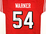 SAN FRANCISCO 49ERS FRED WARNER AUTOGRAPHED RED JERSEY BECKETT WITNESS 231913