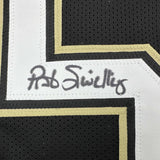 Framed Autographed/Signed Pat Swilling 35x39 New Orleans Black Jersey JSA COA