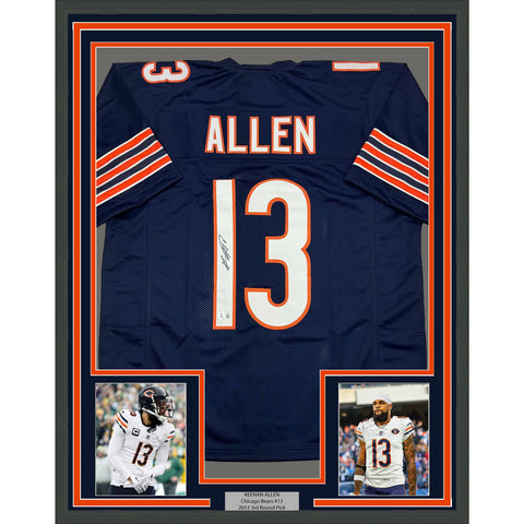 Framed Autographed/Signed Keenan Allen 35x39 Chicago Blue Jersey Beckett BAS COA