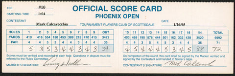 Mark Calcavecchia & Lanny Wadkins Signed 95 Phoenix Open Score Card BAS #AD97805