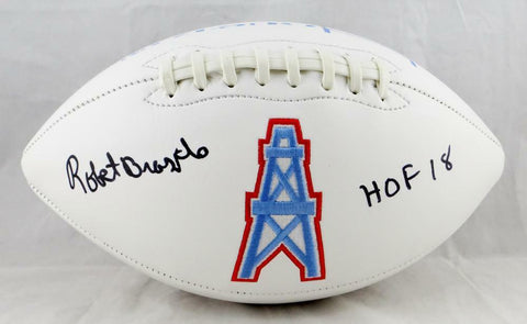 Robert Brazile Autographed Houston Oilers Logo Football With HOF Insc-JSA W Auth