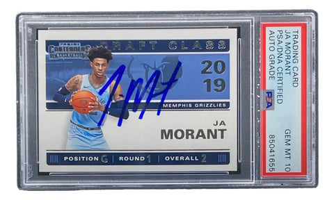 Ja Morant Signed 2019-20 Panini Contenders #2 Rookie Card PSA/DNA Gem MT 10