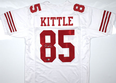 George Kittle Autographed White Pro Style Jersey - Beckett W Hologram *Silver