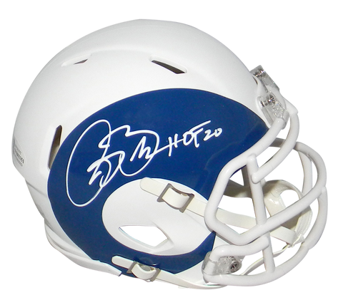 ISAAC BRUCE AUTOGRAPHED ST LOUIS RAMS AMP SPEED MINI HELMET W/ HOF 2020