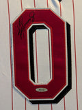 SUEDE FRAMED CINCINNATI REDS KEN GRIFFEY JR AUTOGRAPHED JERSEY UPPER DECK COA