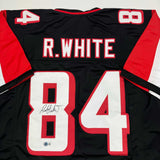 Autographed/Signed Roddy White Atlanta Black Football Jersey Beckett BAS COA