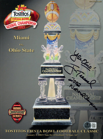 Jim Tressel Signed 2003 Fiesta Bowl Magazine National Champs BAS 47477