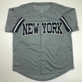 Autographed/Signed CECIL FIELDER New York Grey Baseball Jersey JSA COA Auto