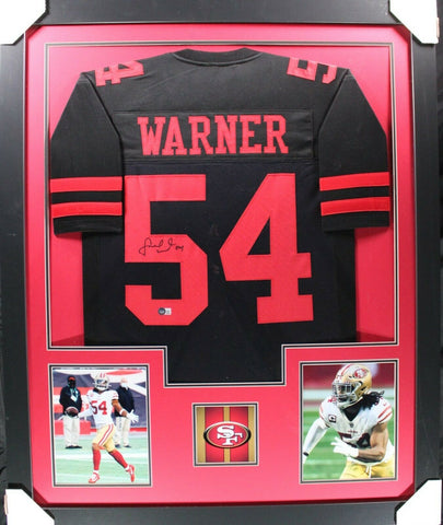 FRED WARNER (49ers black TOWER) Signed Autographed Framed Jersey Beckett