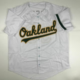 Autographed/Signed JOSE CANSECO Oakland White Baseball Jersey JSA COA Auto