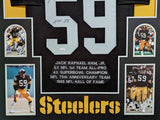 FRAMED JACK HAM AUTOGRAPHED SIGNED INSC PITTSBURGH STEELERS STAT JERSEY JSA COA