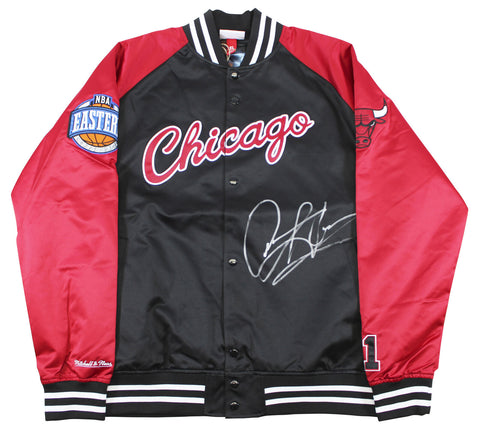 Bulls Dennis Rodman Authentic Signed Black M&N Warmup Jacket BAS Witnessed