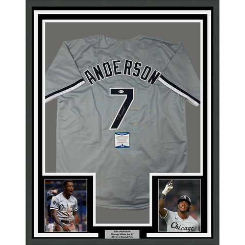 Framed Autographed/Signed Tim Anderson 33x42 Chicago Grey Jersey BAS COA