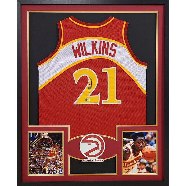 Dominique Wilkins Autographed Signed Framed Red Hawks Jersey BECKETT