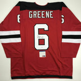 Autographed/Signed ANDY GREENE New Jersey Red Hockey Jersey PSA/DNA COA Auto