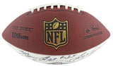 2009 Pro Bowl (40+) Brees, Peterson, Willis Signed White Panel Logo Football JSA