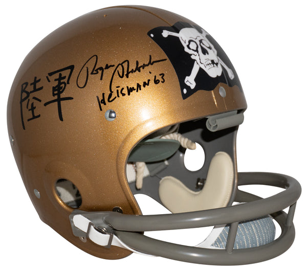 ROGER STAUBACH SIGNED NAVAL NAVY MIDSHIPMEN JOLLY ROGERS THROWBACK RK HELMET