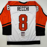 Autographed/Signed Mark Recchi Philadelphia White Hockey Jersey JSA COA