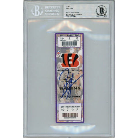 Ray Lewis Autographed Baltimore Ravens 1/1/12 Ticket Stub Beckett 47563