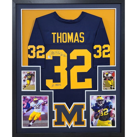 Anthony Thomas Autographed Signed Framed Michigan Jersey PLAYBALL